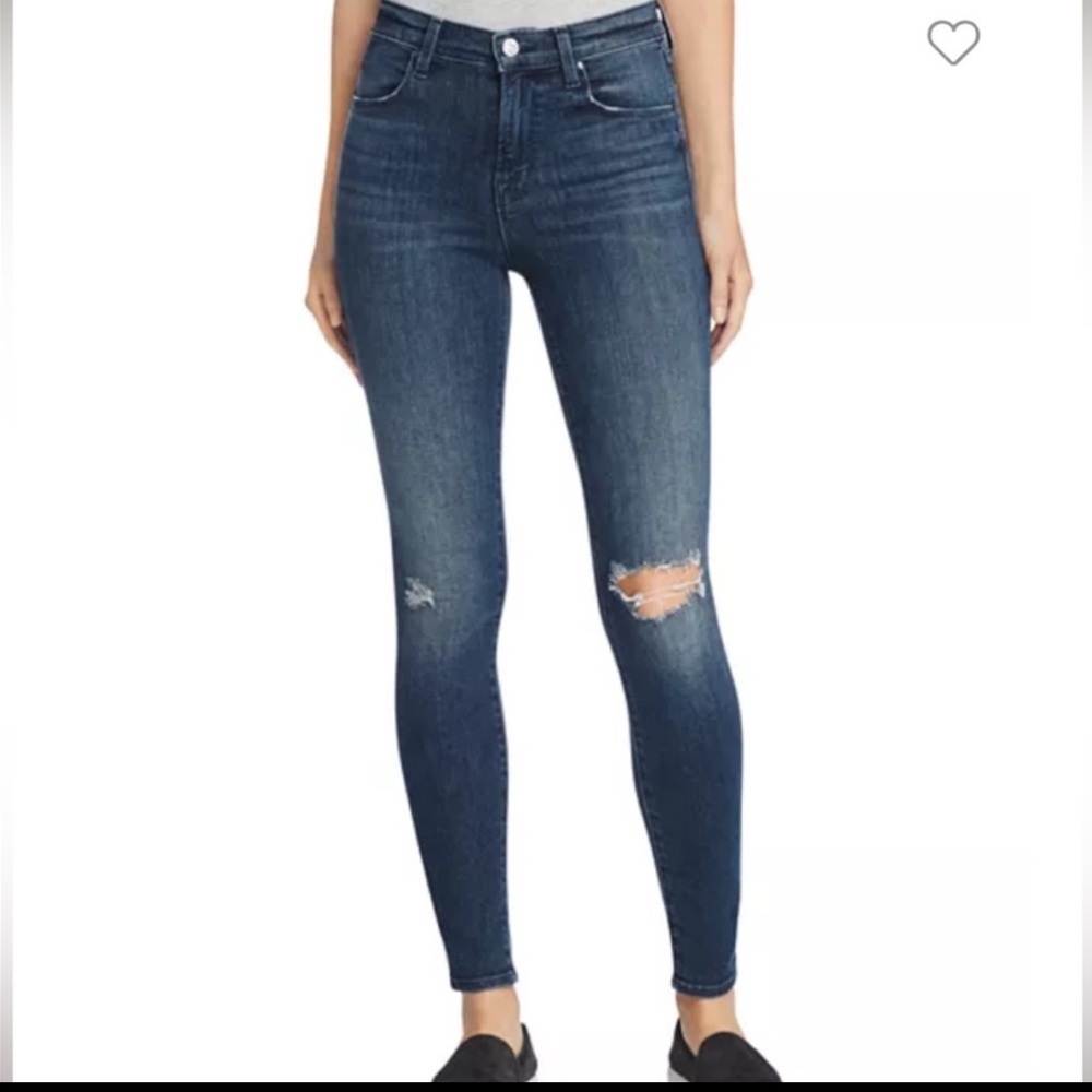 J Brand Super Skinny Disguise Destruct Broke Knee Jeans